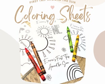 First Trip Around the Sun Coloring Pages | Birthday Party Favors (PDF)