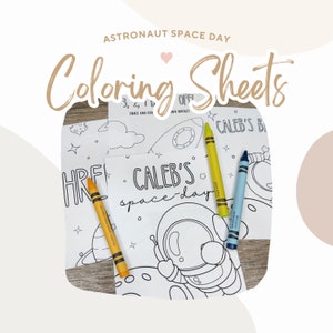 Astronaut Space Day Coloring Party Favors | Space Day Printable Party Favors | Astronaut Space Day Party Kids Coloring Sheets Kit