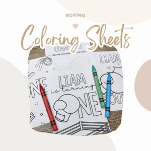 Boxing First Birthday Coloring Party Favors | Boxing First Party Coloring Favors | Boxing 1st Birthday Kids Coloring Kit Sheets