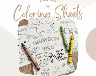 Wild One Safari Coloring Pages | First Birthday Party Favors (Digital Download)