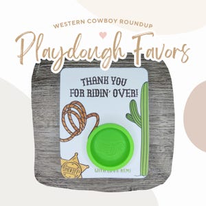 Western Wilder Westen Cowboy Roundup Knetmasse druckbare Karte Gastgeschenke | Cowboy Playdough Class Gefälligkeiten | Western Rodeo Goodie Bag Leckerli-Kit