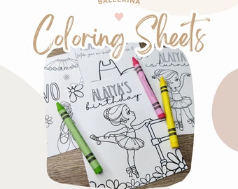 Ballerina Coloring Pages | Personalized Printable Party Favors (PDF)