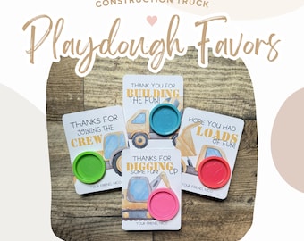 Construction Truck Playdough Party Favors | Printable Cards (PDF)