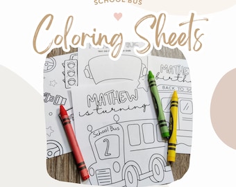 School Bus Coloring Party Favors | School Bus Printable Party Favors | School Bus Coloring Sheets | School Bus Kids Coloring Kit