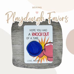 Boxing Playdough Printable Card Party Favors | Boxing Digital Playdough Thank you Gift Favors | Boxing Playdough Goodie Bag Treat