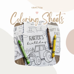 Tractor Coloring Party Favors | Tractor Printable Party Favors | Tractor Coloring Sheets | Tractor Party Kids Coloring Kit