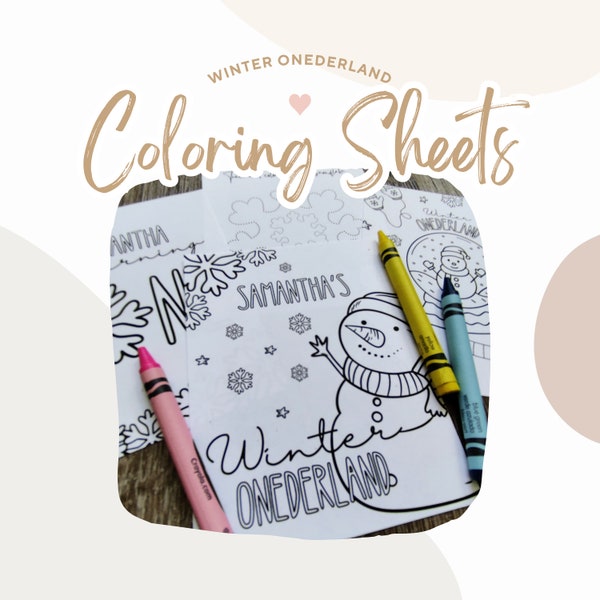 Winter ONEderland Coloring Favors | Winter Onederland Coloring Sheets | Winter ONEderland Printable Coloring Party Favors