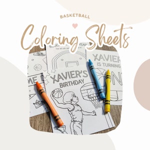Basketball First Birthday Coloring Party Favors | Basketball Printable Party Favors | Basketball First Birthday Kids Coloring Sheets Kit