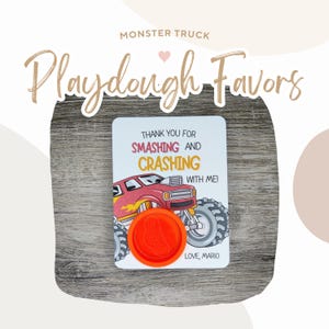 Monstertruck Knetmasse druckbare Karte Gastgeschenke | Monstertruck Digital Knetmasse Danke Geschenk | Monstertruck Goodie Bag Leckerli