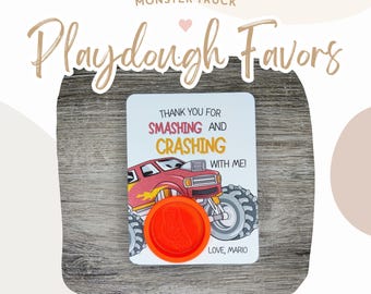 Monster Truck Playdough-feestbedankkaarten (digitale download)