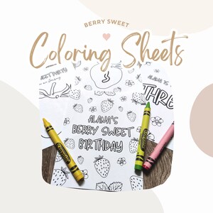 Berry Sweet Strawberry Coloring Party Favors | Strawberry Coloring Sheets | Strawberry Printable Party Favors | Berry Sweet Coloring Pages