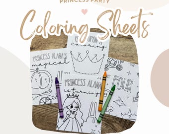 Princess Coloring Sheets | Printable Party Favors (PDF)
