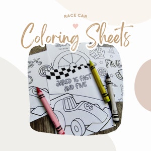 Race Car Coloring Pages | Personalized Party Favors (PDF)
