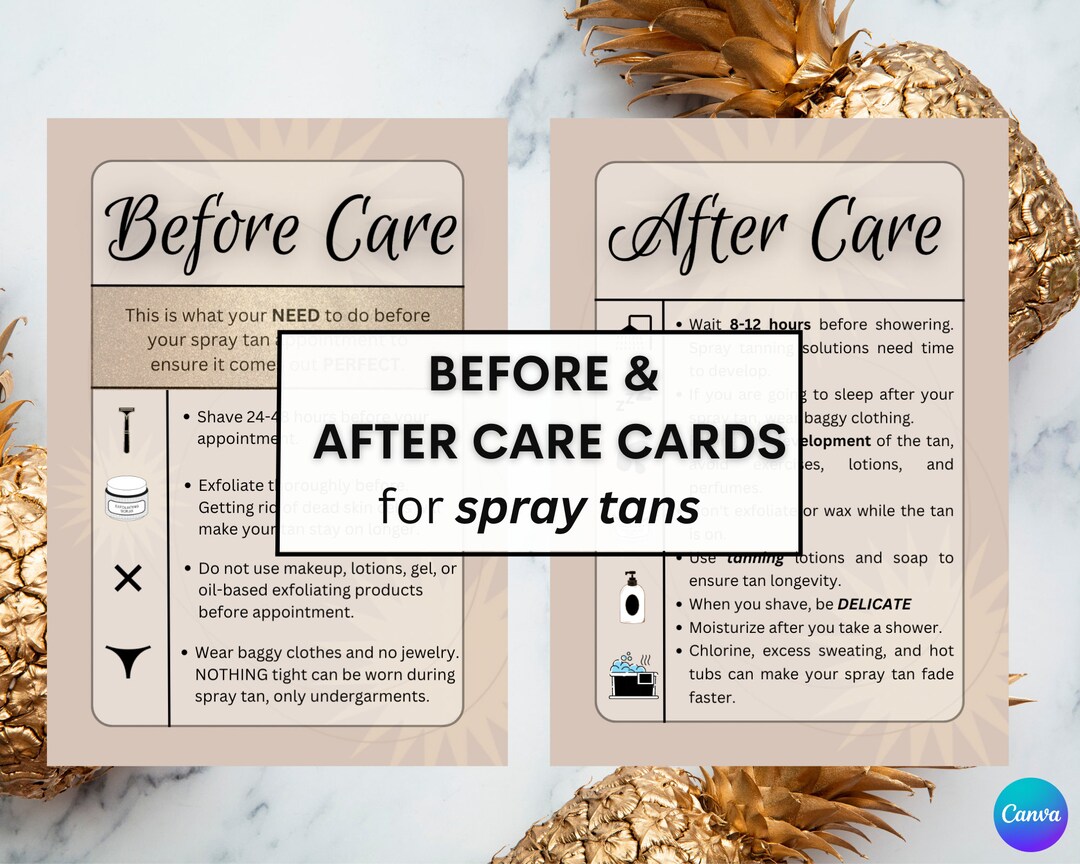 Spray Tan Before and After Care Cards Spray Tan Care Cards Etsy