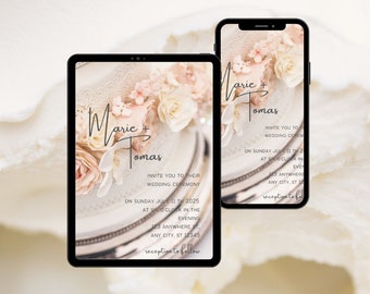 Online Wedding Invitation, Modern Electronic Wedding Invitation, CANVA Wedding Evite Digital, Text Digital Evite, Instant Download