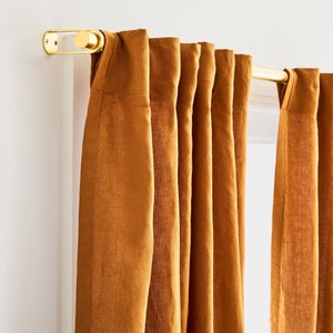 Cotton Curtains In Cinnamon/ Cotton Window Drape / Cotton Curtain 2 Panel / Rust Curtain set / Window Curtains Extra Long Curtain Panel