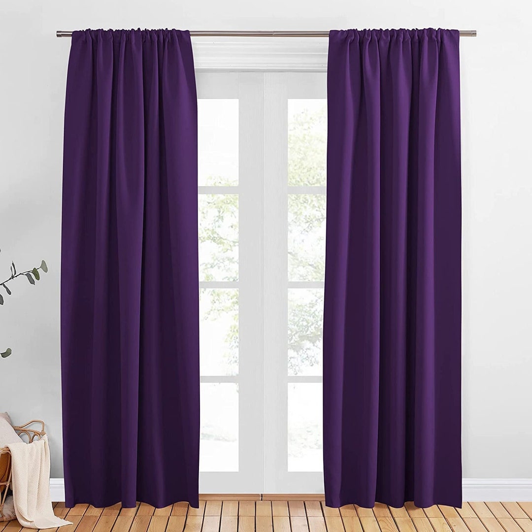 Deep Purple Blackout Curtains Purple Draperies Window Curtains Etsy UK