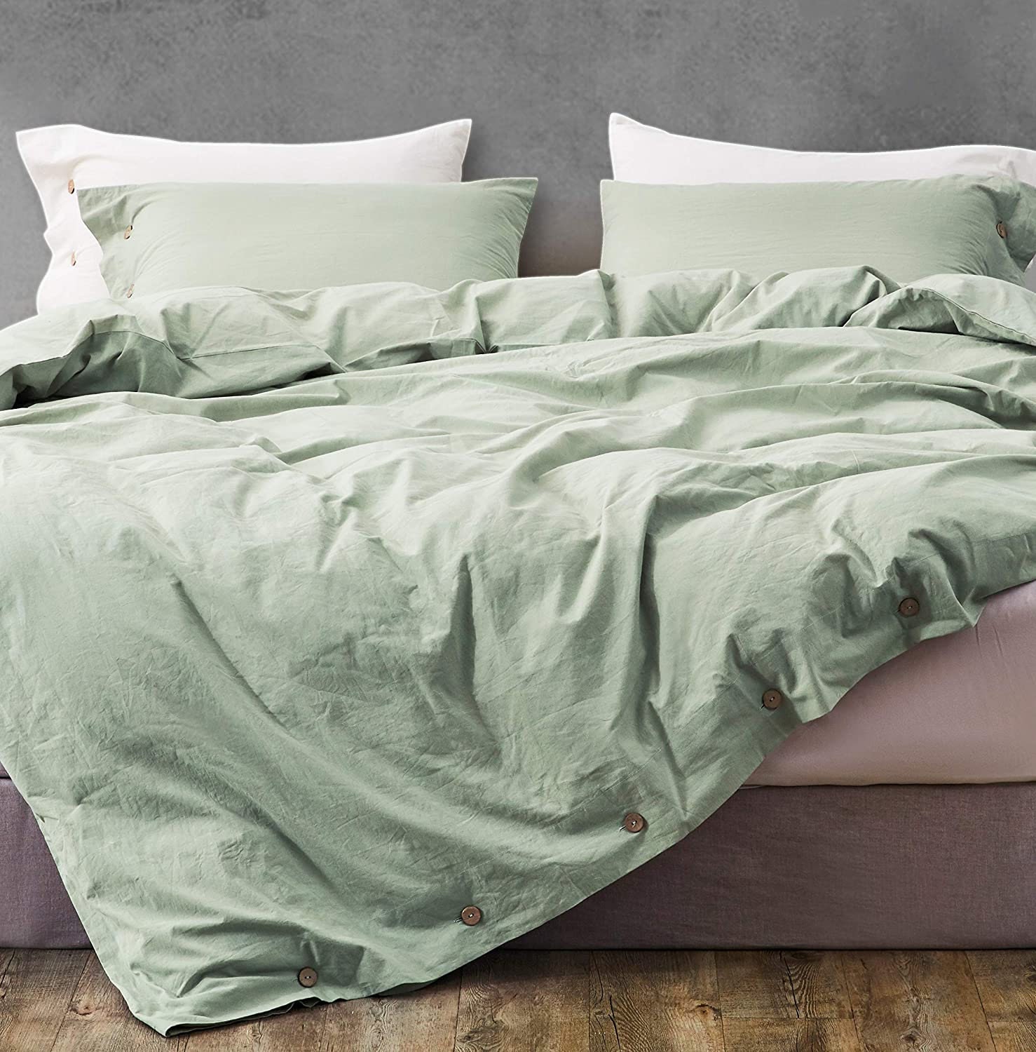 Linen Bedding Duvet Covers in Sage Green Soften Linen Green Etsy