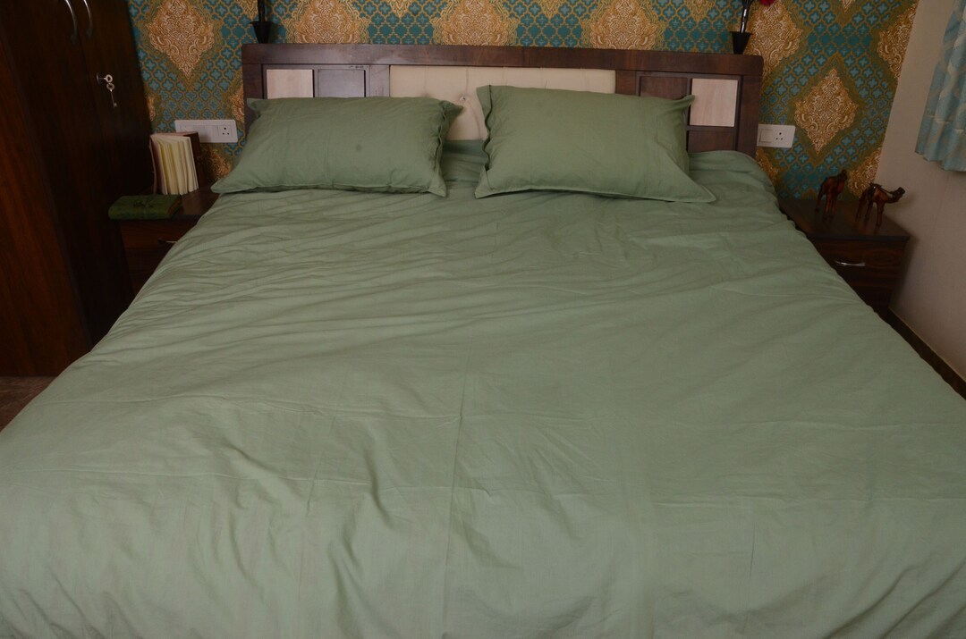 Mint Green Duvet Cover Set Green Linen Bedding Set Boho Linen Bedding With Pillowcases, Custom