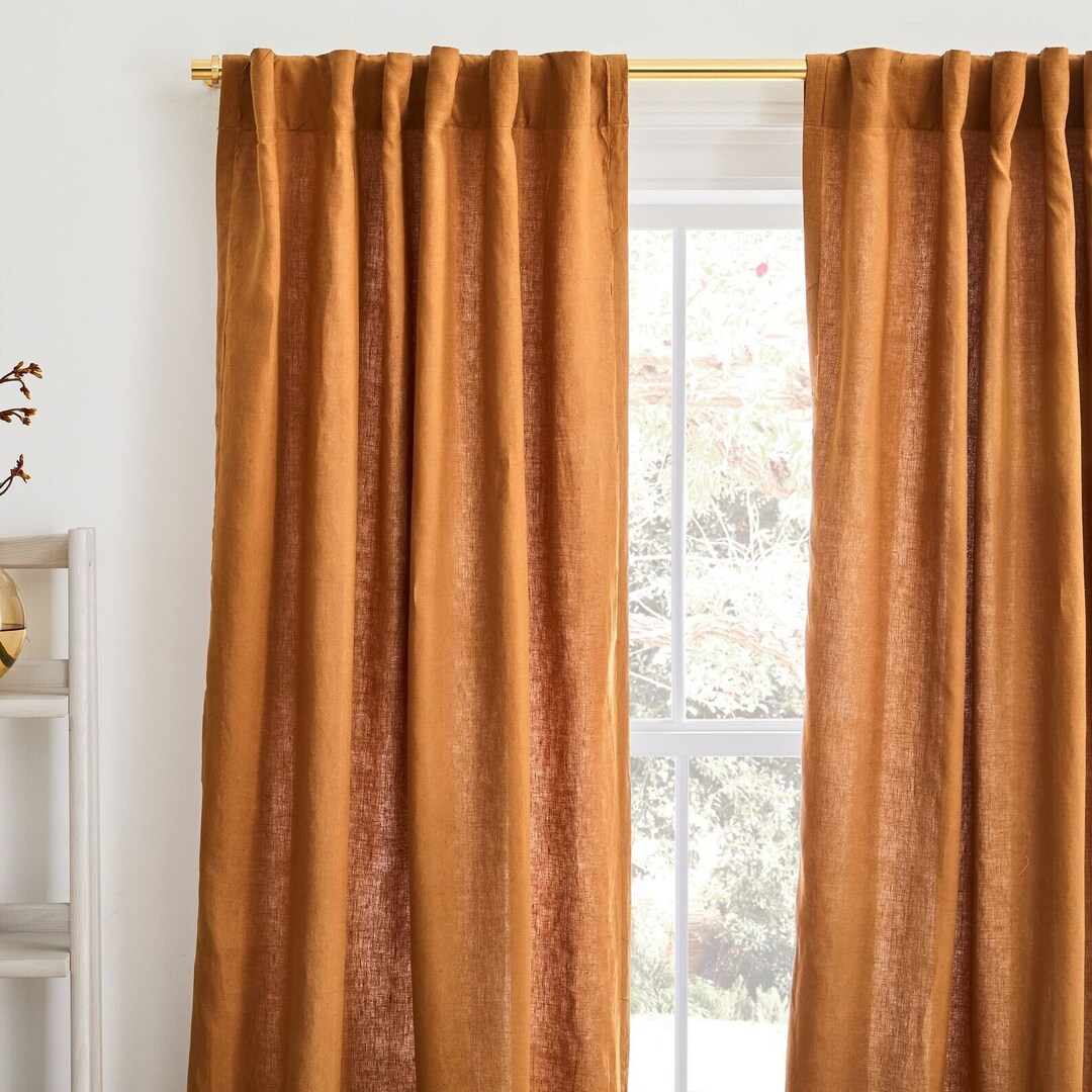 Two Panel Extra Long Curtain Window Cinnamon Curtain Window Treatment ...