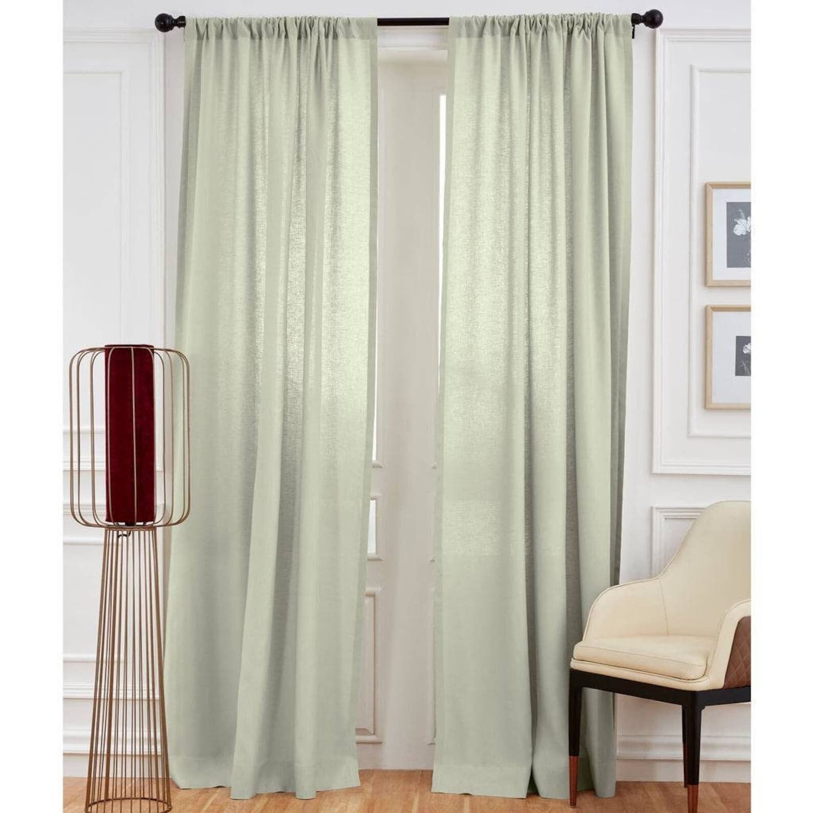 Sage Green Linen Curtain / Linen Window Drape / Linen Curtain Etsy
