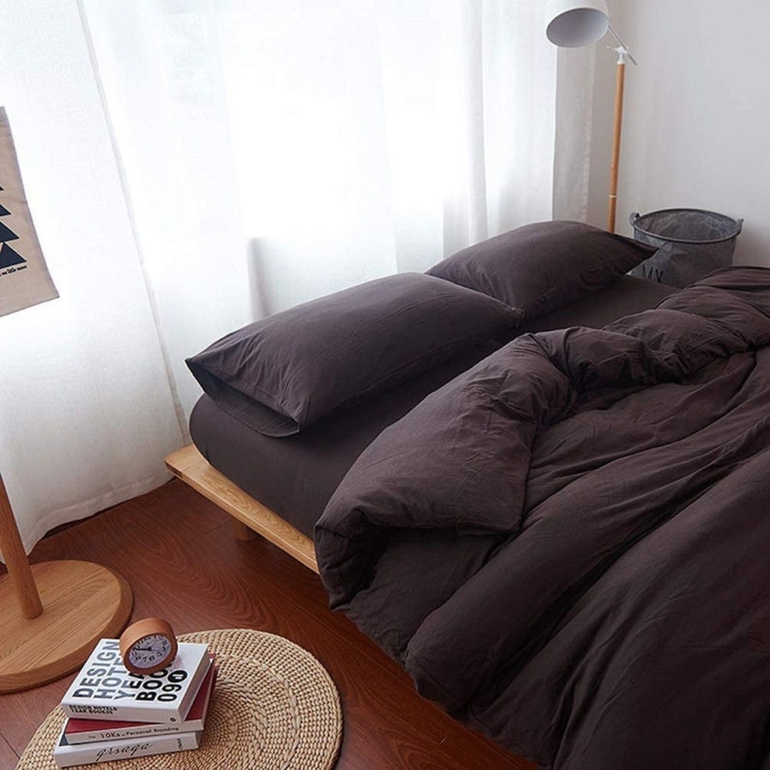 Linen Duvet Cover / Dark Brown Duvet Cover Set /brown Duvet Etsy