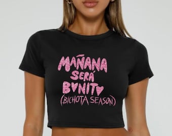 Karol G | Bichota Season Tour | Manana Sera Bonito Album Shirt Karol G Bichota Season Pink Glitter Crop Top, Limited Edition