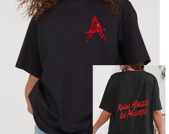 Anuel AA Real Hasta La Muerte Red Glitter Shirt | Graphic Tees | Streetwear | Mexico | Reggaeton | Unisex Shirt