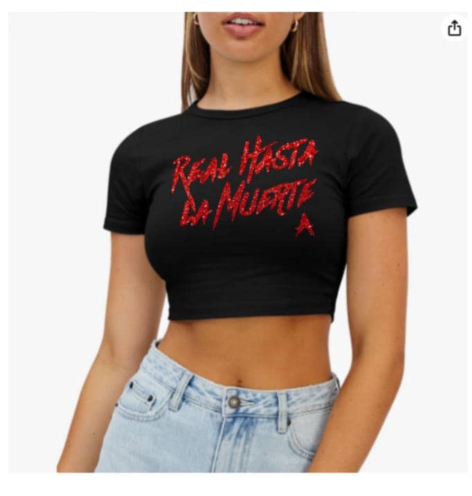 ★LEE★ Women's Heart Ringer Crop T-Shirt Red LE2402ST64RD HDE Women's Heart Cut Out Crop Top Short Sleeve T Shirt Red