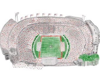 Sanford Stadium UGA Watercolor Print