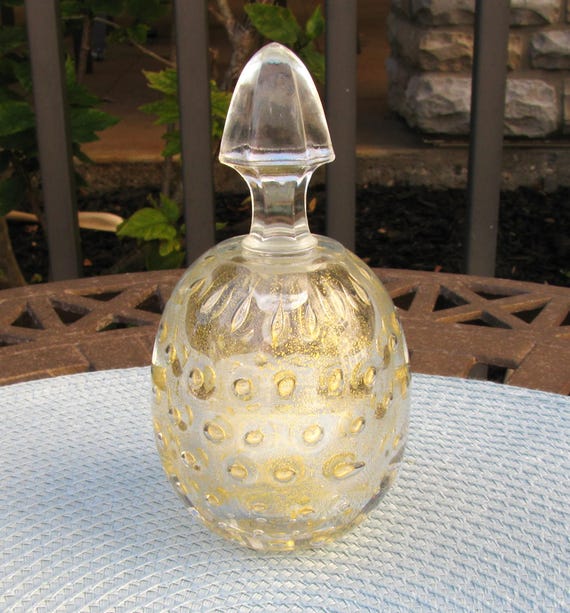 Murano Glass Perfume Bottle - Gold Leaf Bullicante