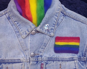 Rainbow Pride Patch Felted Wool