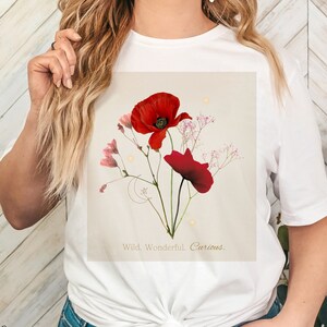 Poppy Flower Shirt, Summer Shirt, Wild Flower Nature Child, Travel Shirt, Gift for Her, Nature Lover Shirt, Flower Lover Shirt, Nature Tee