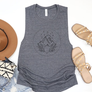 Mountain Adventure Tank, Women&#39;s Trending Tee, Hiking Shirt, Flowers Tank, Nature Tank, Nature Lover Shirt, Gift for Her, Travel Tee