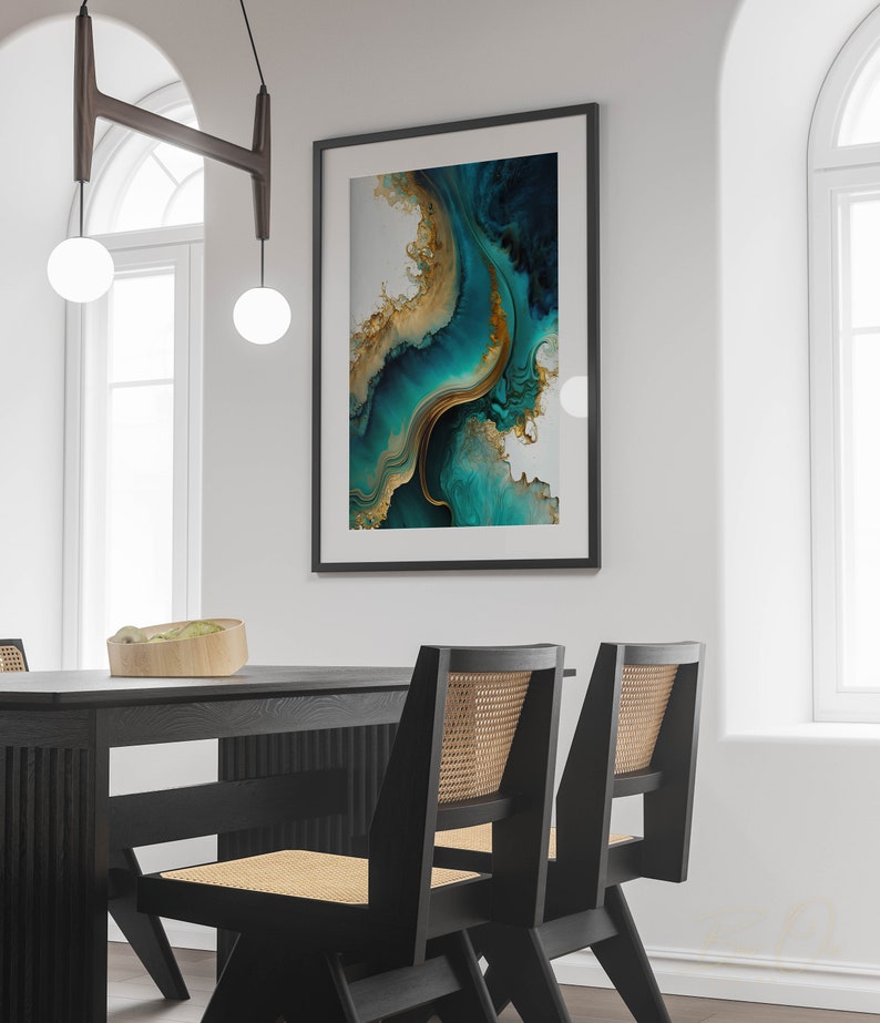 Fluid Art Painting, Geode Resin Wall Art, Gold Marble Wall Art