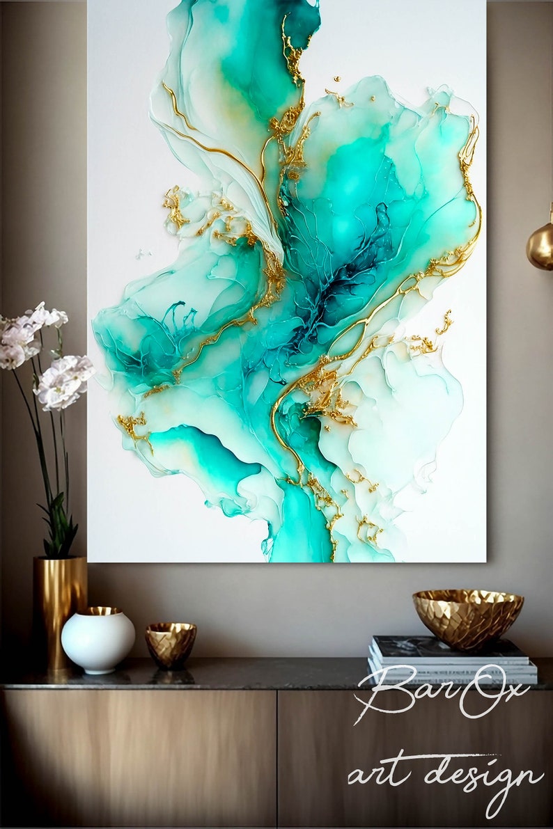 Luxury Wall Art Printable Green Gold Marble Wall Art Alcohol Etsy