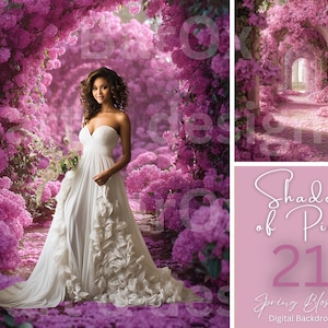 Pink Flower Wedding Digital Backdrop: Spring Blossom Photography (Digital Download)