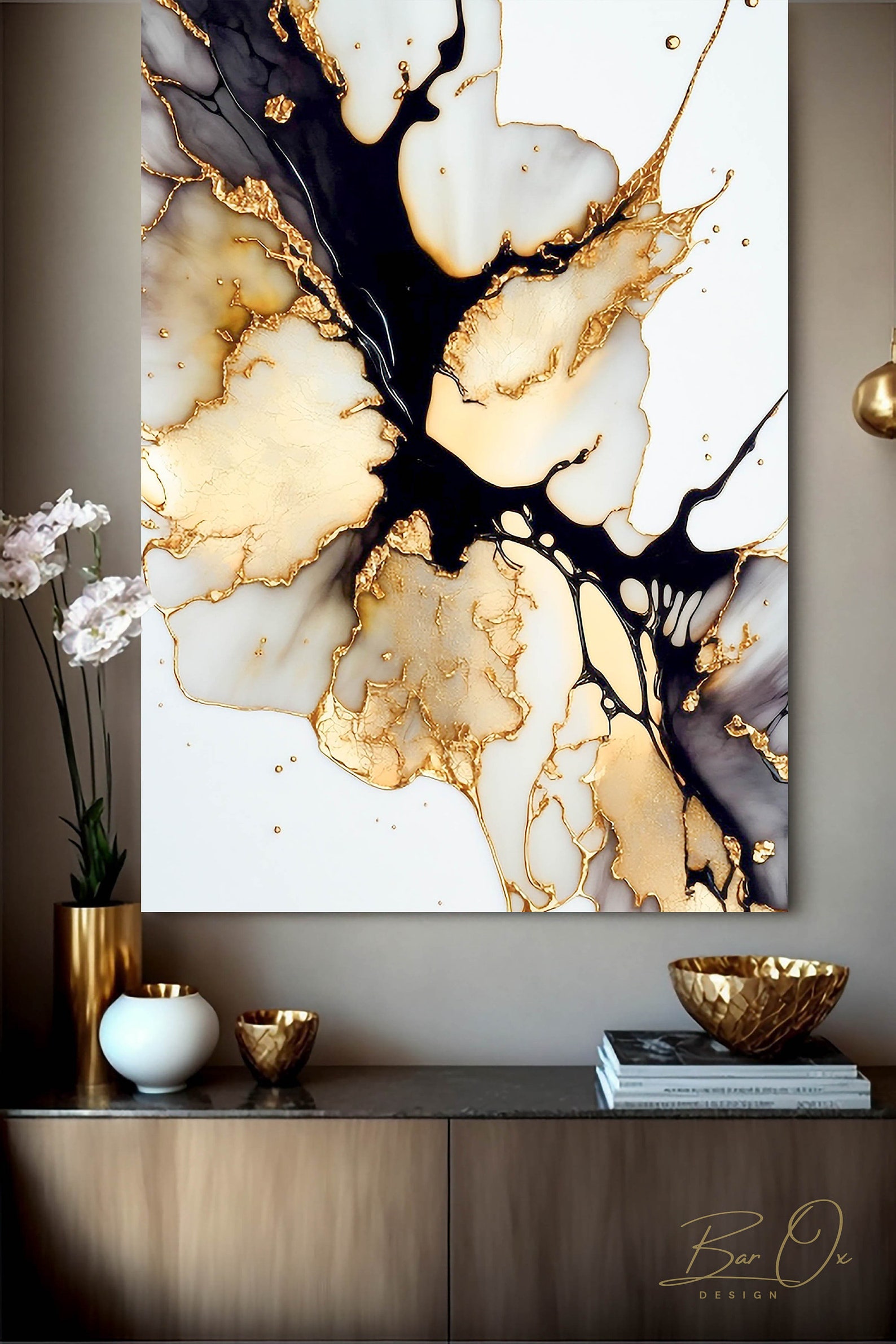 Luxury Wall Art Printable Black Rose Gold Marble Wall Art Alcohol Ink ...