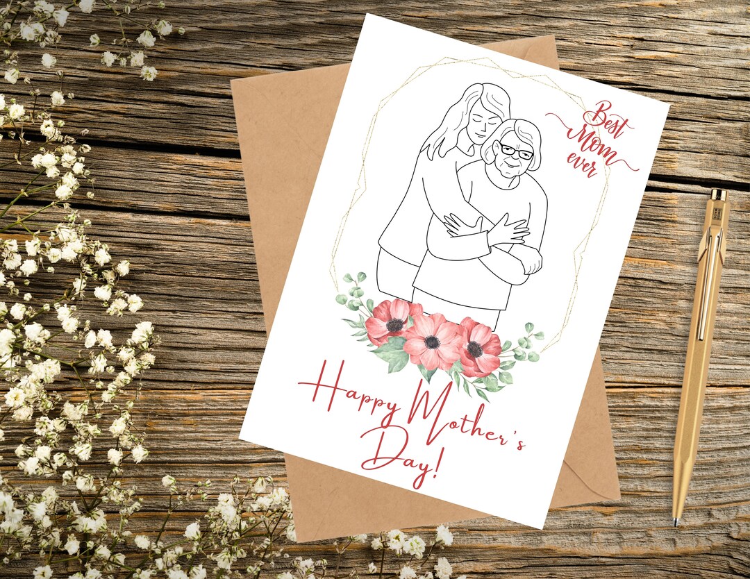 Mothers Day Gift Printable Card, E Cards for Mothers Day, Simple Floral