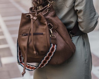 Dark Brown leather backpack, shoulder bag, leather rucksack, genuine leather, travel backpack, stylish rucksack, womens backpack. HYDRA