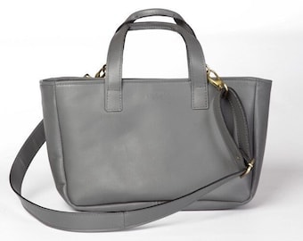 Sac à main en cuir GRIS, sac à bandoulière, sac à main en cuir, sac de bureau, sac à bandoulière, sac en cuir gris, sac fait main, VELIA