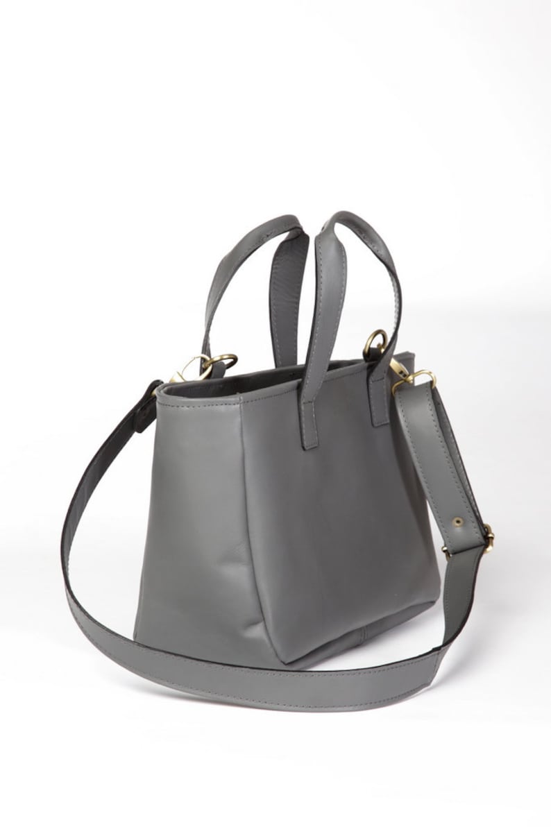 GRAY leather handbag, crossbody bag, leather purse, office bag, shoulder bag, gray leather bag, handmade bag, VELIA image 7