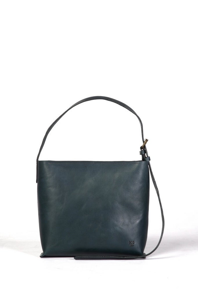 Sac à bandoulière en cuir vert et mini portefeuille en cuir, sac à main en cuir, sac fait main, sac en cuir, cadeau pour femme. ISABEL image 3