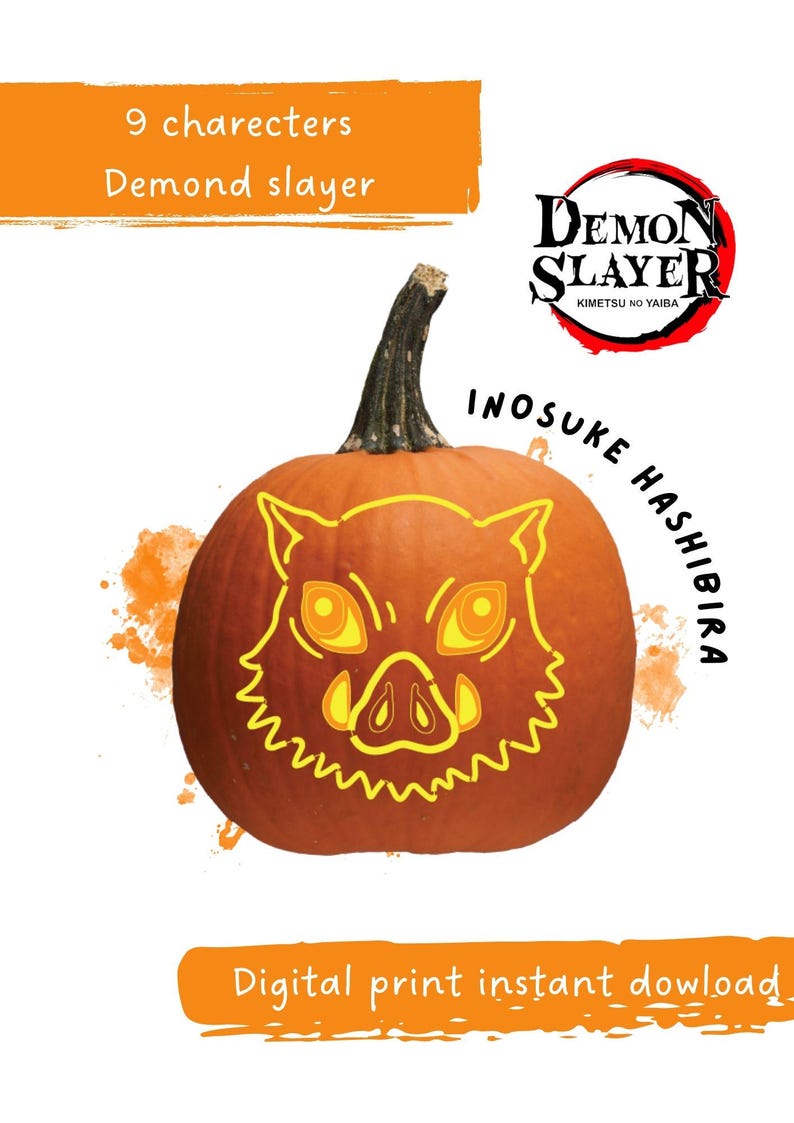 Demon Slayer Pumpkin Stencil Set 9 Character Carving Templates