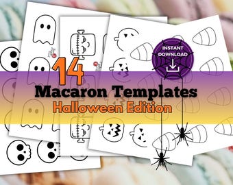 Halloween Macaron Vorlage - 14 Piping Designs (Instant Download)