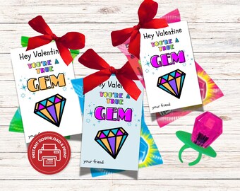 Ring Pop Valentine Cards – Printable Classroom Valentines (Digital Download)