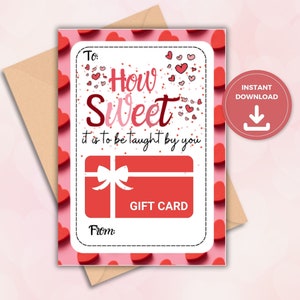 Printable Sweet Treat Valentine Gift Card Holder, Valentine’s Day Teacher Gift Card Holder, Instant Download