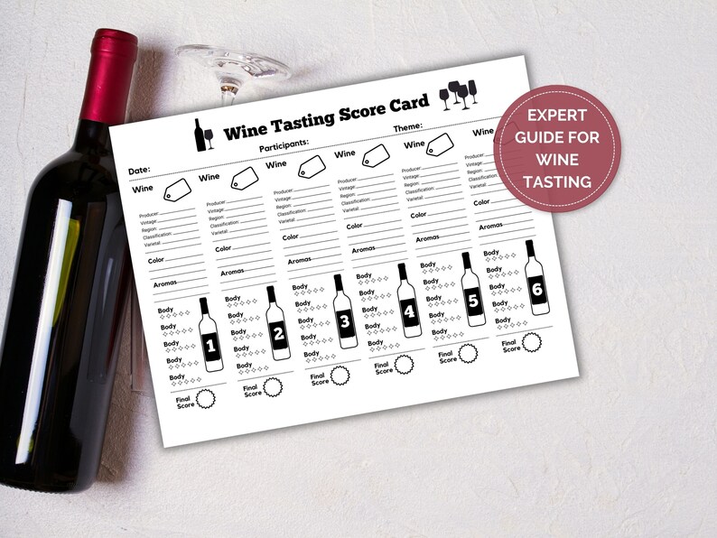 Printable Wine Tasting Kit, Wine Tasting Score Sheet, Wine Tasting Printable Guide, Wine Party ...