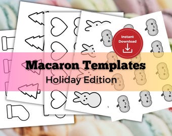 Holiday Macaron Template – Piping Guide, Festive Designs (Digital Download)
