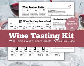 Printable Wine Tasting Kit, Scorecard & Aroma Guide (Digital Download)